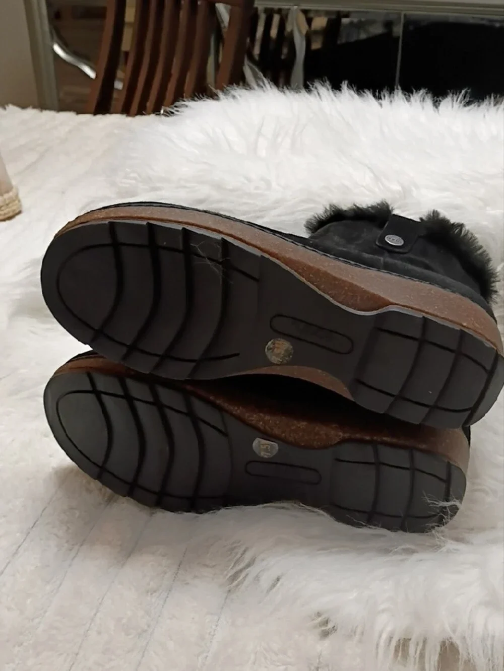 New Earth Kim Black Suede Faux-Fur Ankle Winter Cold Weather Booties 7.5